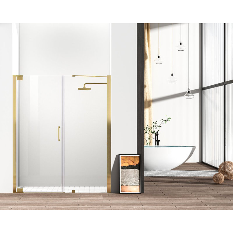 Porte de douche pivotante sans cadre l 58,5 "x H 72", Or