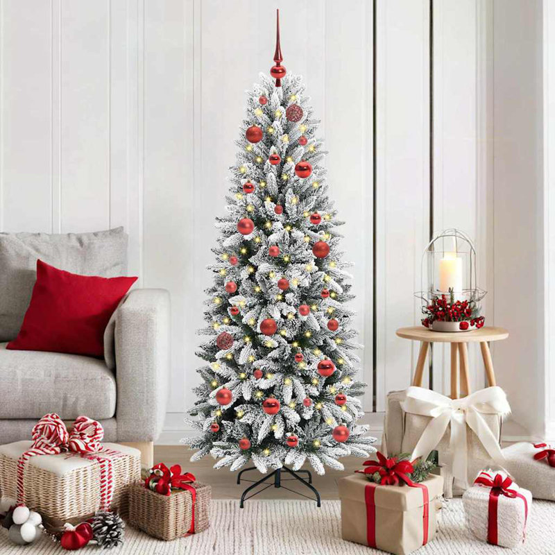 Artificial Christmas Tree with 150 LEDs White, Red, 4.92' H