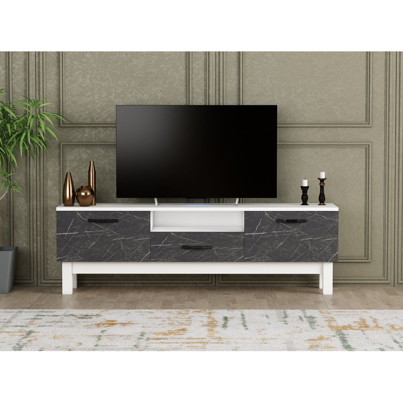 TV Stand And Entertainment Center Aaseem, White/Black