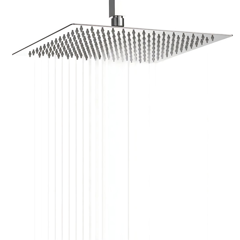 1-Spray Patterns 12 In. Single Wall Mount And Ceiling Mount Square Rain Fixed Shower Head, Polished Chrome