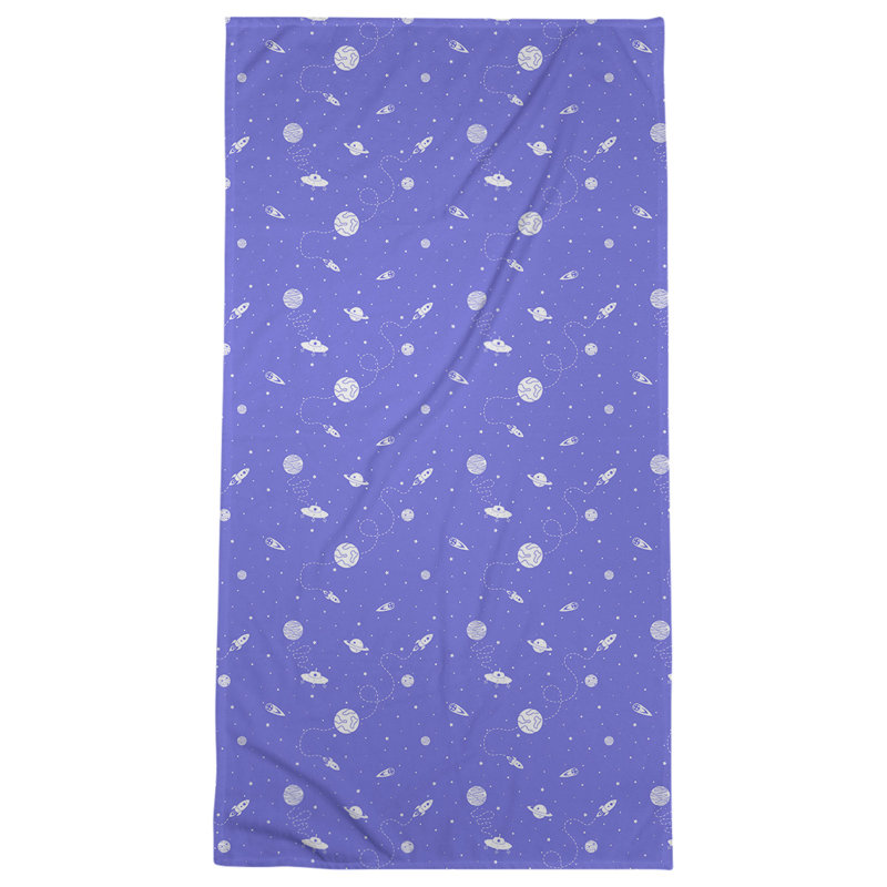 Serviette de bain à espace extérieur, bleu