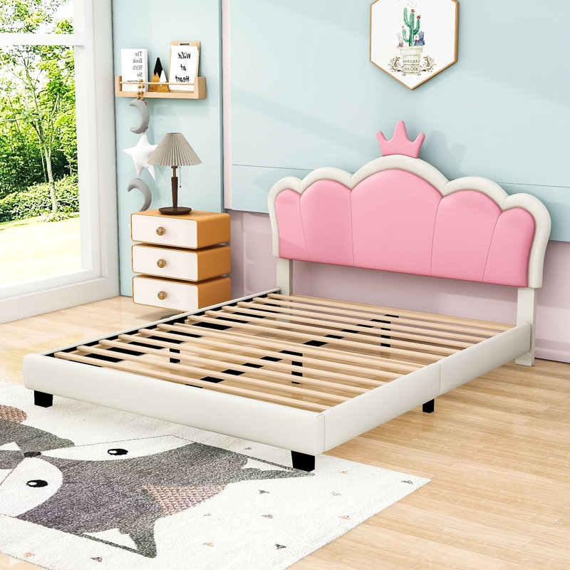 Upholstered Upholstered Princess Bed With Crown Headboard, Full