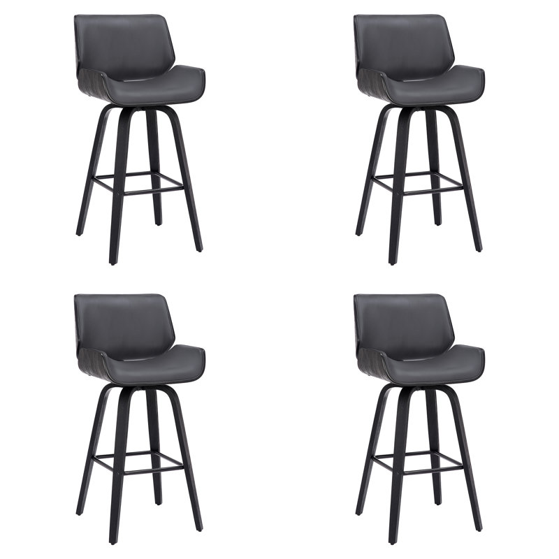 Tabouret de bar pivotant à hauteur de comptoir ou à hauteur de bar Tyler , Gris / Noir, 4