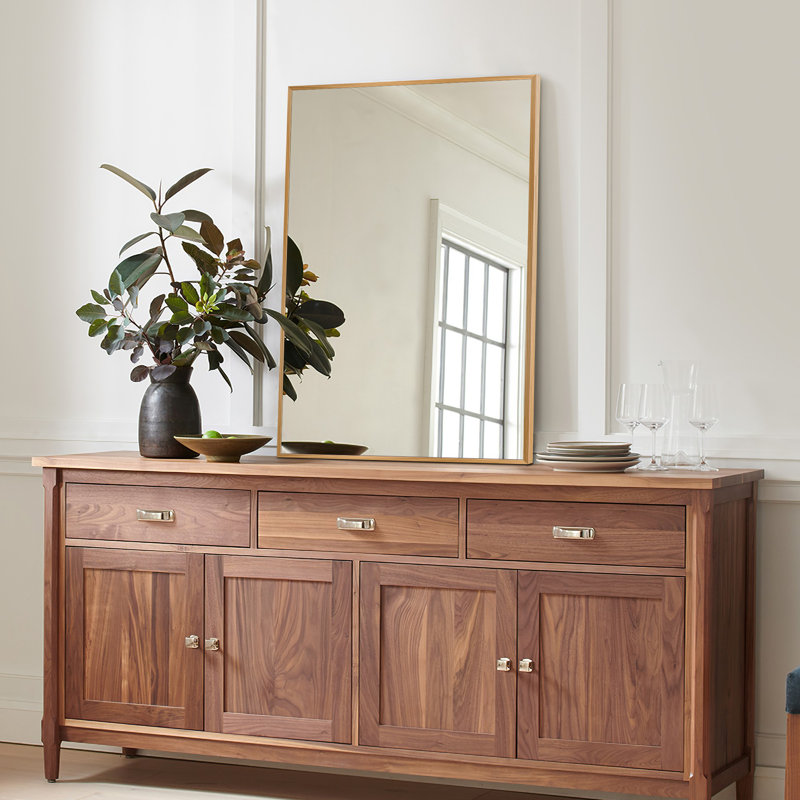 Talma Wood Flat Mirror, 36" H x 24" W, Gold