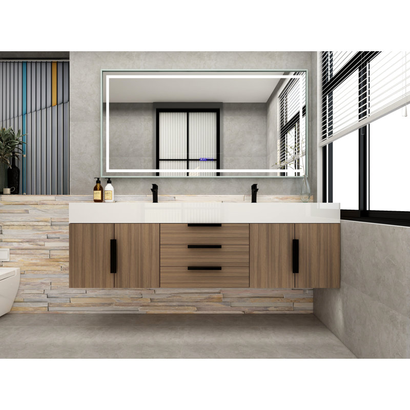 Meuble-lavabo simple mural 72 po Jessica, Bois