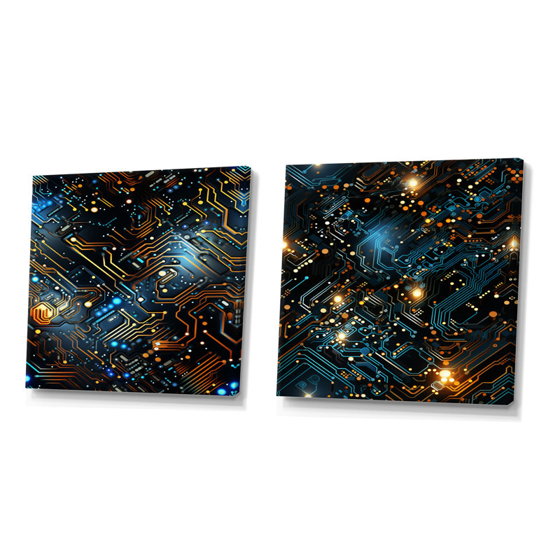 Bethany - Abstact Collages, ensemble de 2 impressions sur toile, Toile tendue, H 16 po x l 33 po x P 1 po