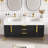 Aro 59" Double Sink Freestanding Bathroom Vanity Drawers & Doors Faux Marble Top-1853863830