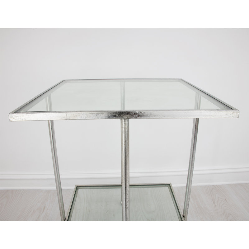 Romana End Table, Antiqued Silver Leaf