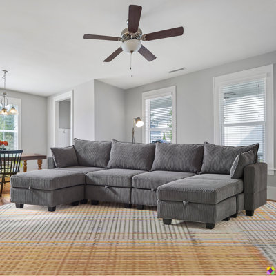 Cottie 113.5"W 6-Piece Modular Storage Sectional