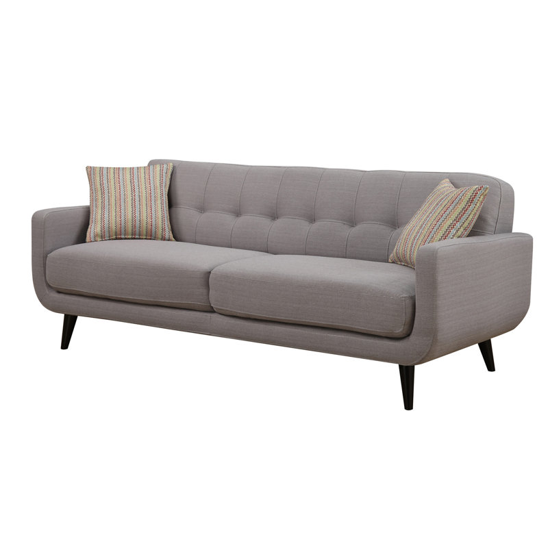 Three-Seater Sofa Polyester Blend Fabric With Quilted Structure