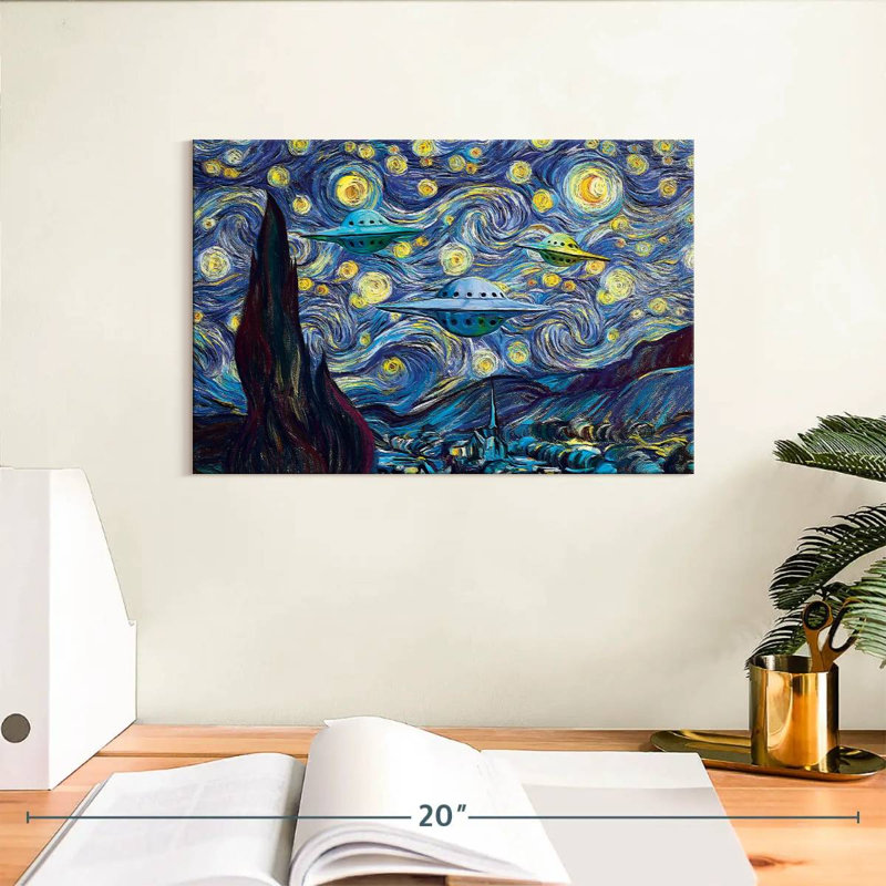 Kelan Alien Invasion Starry Night, 8" H x 12" W