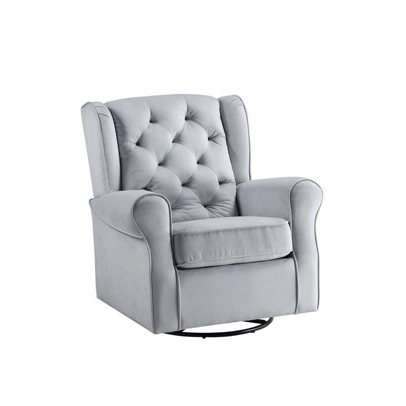 Zeger Gray Fabric Glider Chair with Swivel
