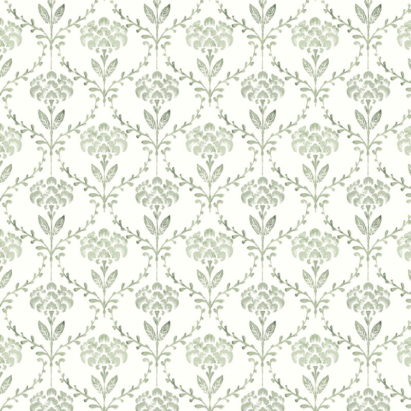 Martha Stewart Chateau Fleur Basketweave Green Wallpaper, Green