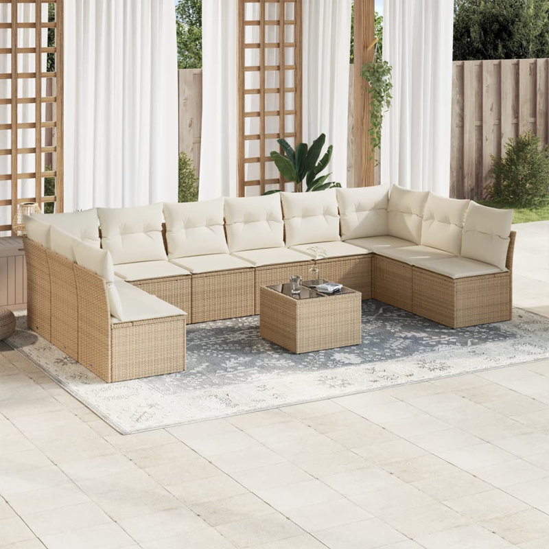 Ensemble de canapé de jardin Vidaxl beige, blanc crème