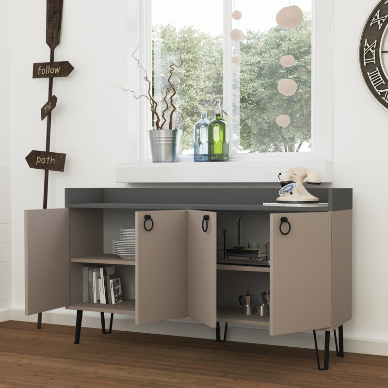 Buffet de 55,12 po de largeur Brompton, Moka clair / anthracite