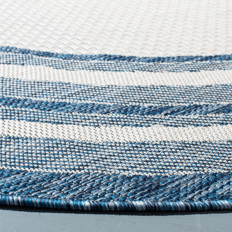 Austa Ivory/Navy Indoor/Outdoor Rug, Round 160 cm