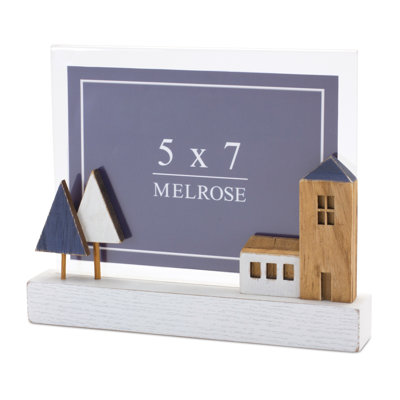 Melrose International Wood Tabletop Photo Frame (set Of 2) In Blue;white