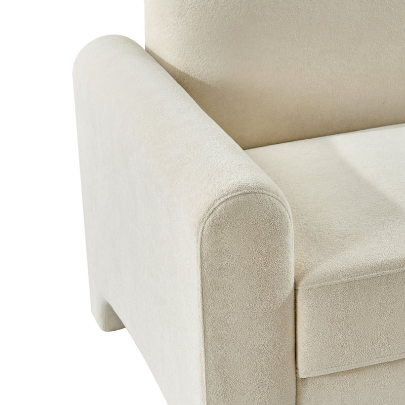 Canapé incurvé moderne en chenille 59,5 po Werts, Ivoire ivoire