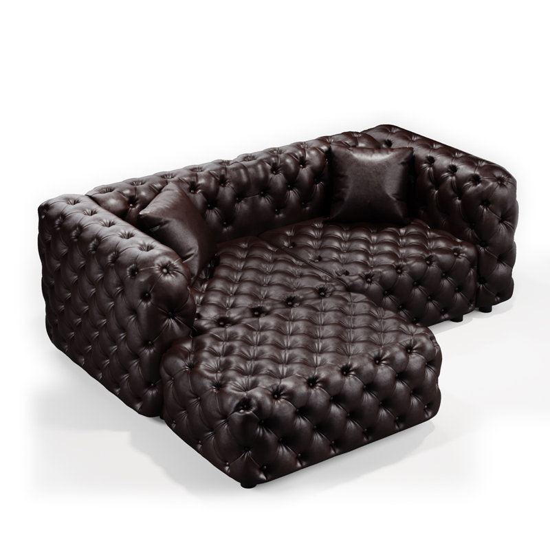 Causeuse moderne à 2 places avec 1 repose-pieds et 2 coussins
