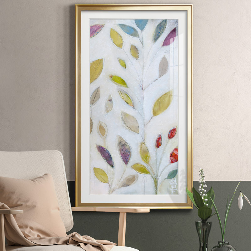 «Once II» - Reproduction d'art graphique sur papier encadré, Papier doré, H 10,5 po x l 18,5 po x P 1,5 po