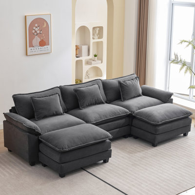 Praylow 120" W Modular U-Shaped Sectional Sofa with Two Ottomans 