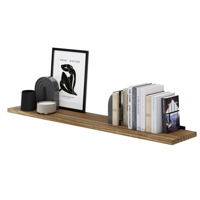 Floating Bookshelf Living Room, Hanging Shelf For Wall, Shelf With Heavy Duty Brackets, Farmhouse Decor, Burnt, 1pc