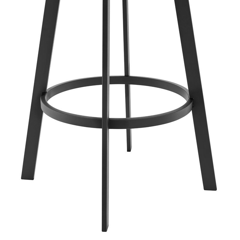 Tabouret de bar avec repose-pieds Atiksh, Tabouret de comptoir (siège d'une hauteur de 26 p, Gris / argent, Noir