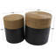 Table d'appoint en bois noir fait main avec plateau de table en ruppie maritime brun, ensemble de 2