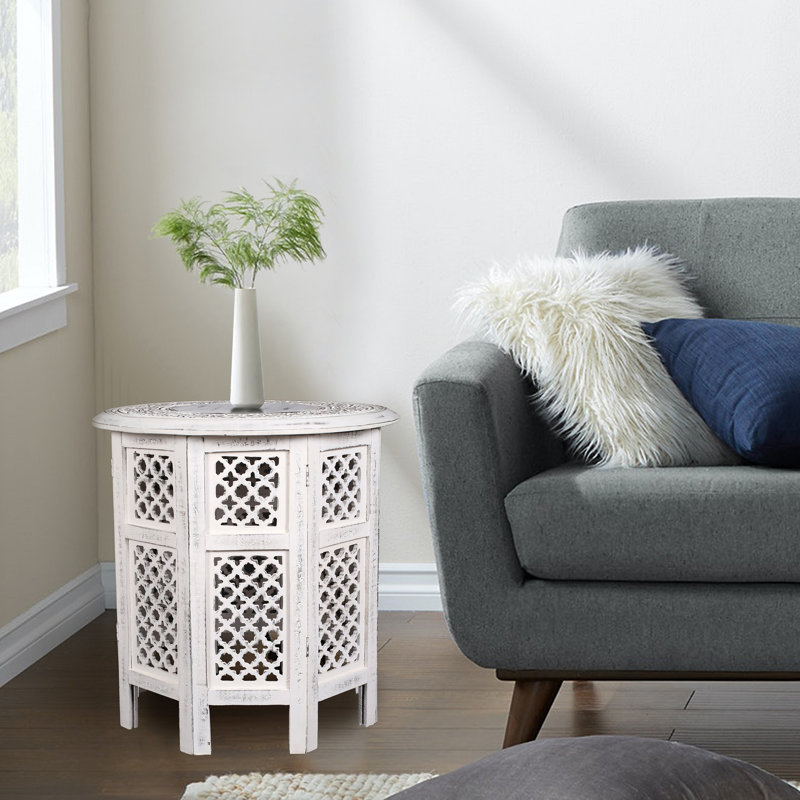 Abbeyville Frame End Table, White, 30cm H x 30cm W x 30cm D