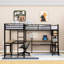 Lit mezzanine simple en forme de L avec double bureau, éclairage à DEL et stations de charge intégrées
