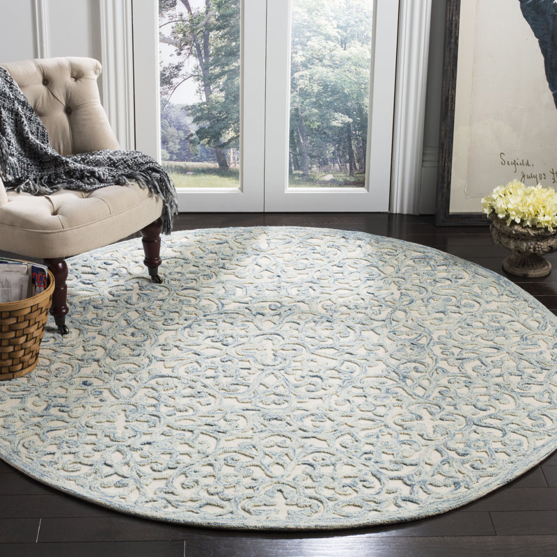 Marys Trace Hand Tufted Wool And Cotton With Latex Floral Rug, Rectangle 2' x 5'