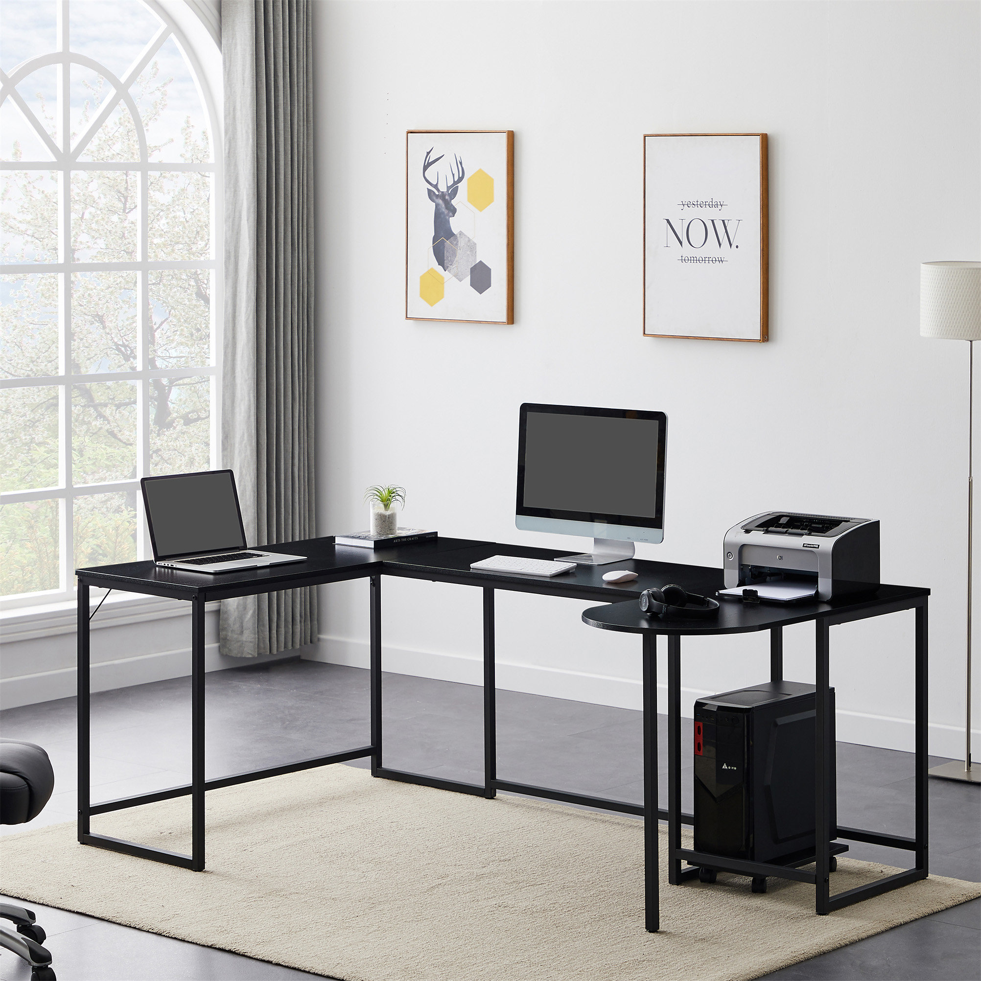 Latitude Run® Nickon U-Shaped Metal Base Computer Desk | Wayfair