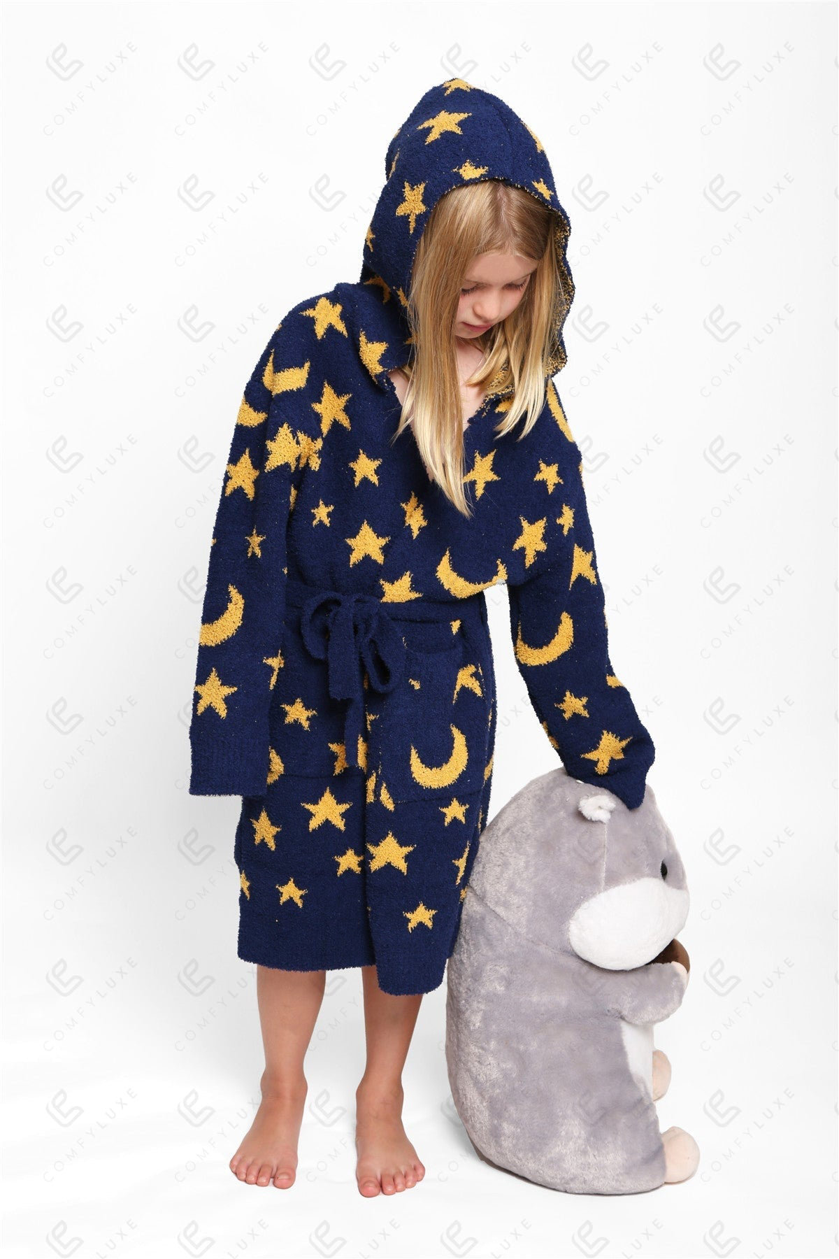 Kids Night Robe Isabelle & Max™ Children'S Patterned Luxury Soft Hooded Robe W/ Front ...