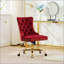 Chaise de bureau moderne rembourrée en velours capitonnée avec base en métal doré, réglable et pivotante pour plus de confort et de style-49096654-49096690