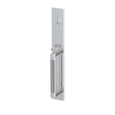 Emtek SELECT Dummy, Mortise Full Longueur, tige extérieure en L, poignée lisse ; poignée intérieure Hercules, chrome poli, pour gaucher