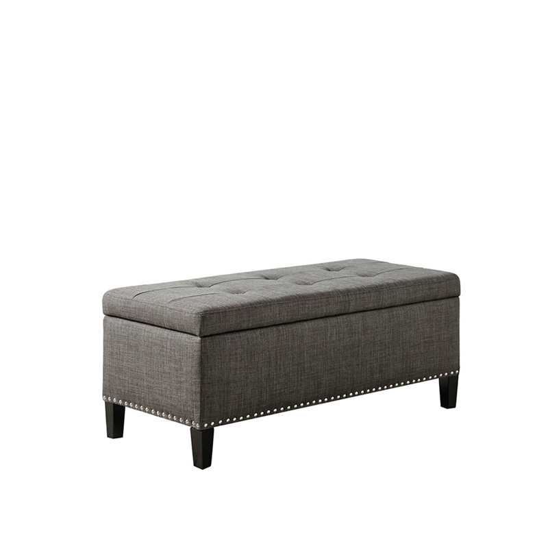 Tufted Top Soft Close Storage Bench, Gris anthracite
