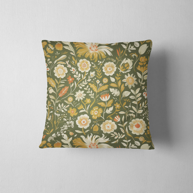 Housse de coussin réversible à motif floral Folk Maximalist, H 20 po x l 20 po