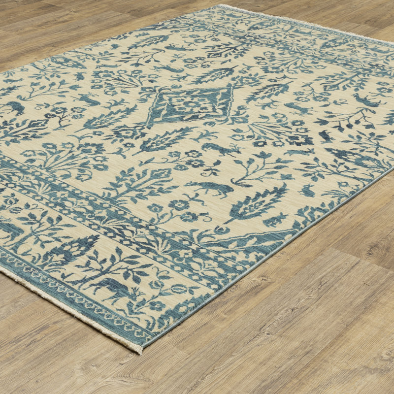 Floral Indoor Rug, Rectangle 3'3" x 5'