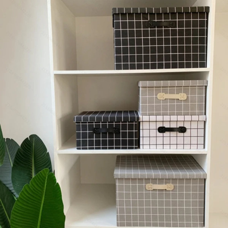 Medium Pu Handle Storage Box 39×27×25cm (16.15×12.51×9.84in), Sturdy 2.80lbs Organizer With Pu Grip For Home/office