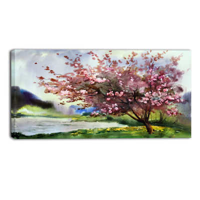Arbre avec fleurs printanières - reproduction d'art