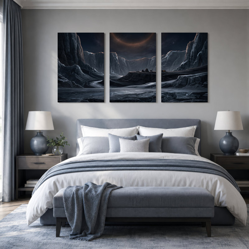 "Alien", ensemble de 3 toiles d'art, H 18 po x l 12 po x 3 pièces