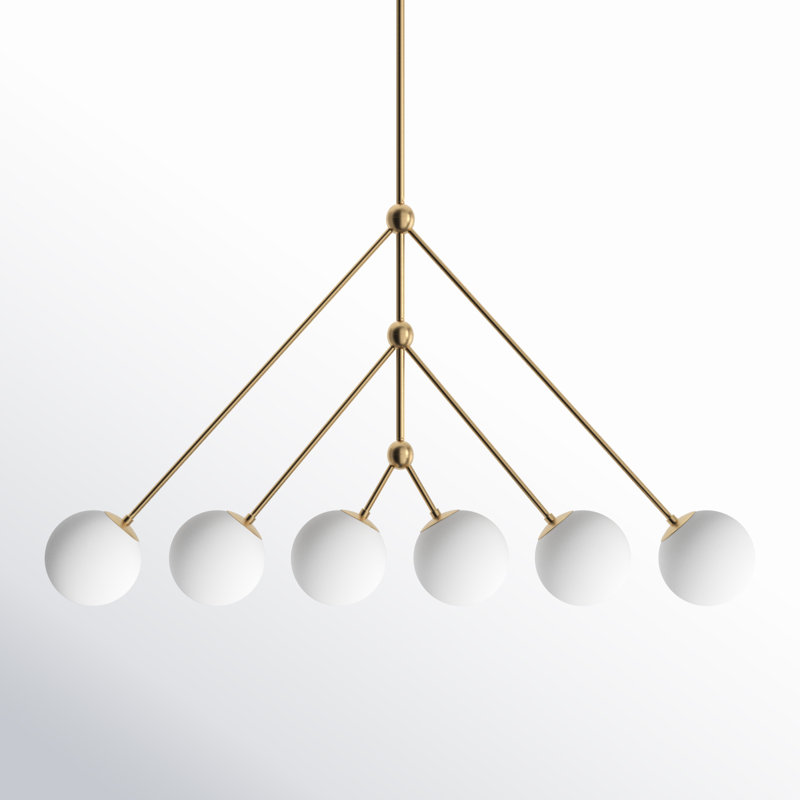 Estevan 6 - Light Dimmable Modern Linear Chandelier, Brown/Gold