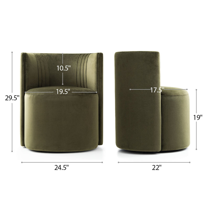 Velvet Upholstered Rolling Dining Chairs with Wheels, Green