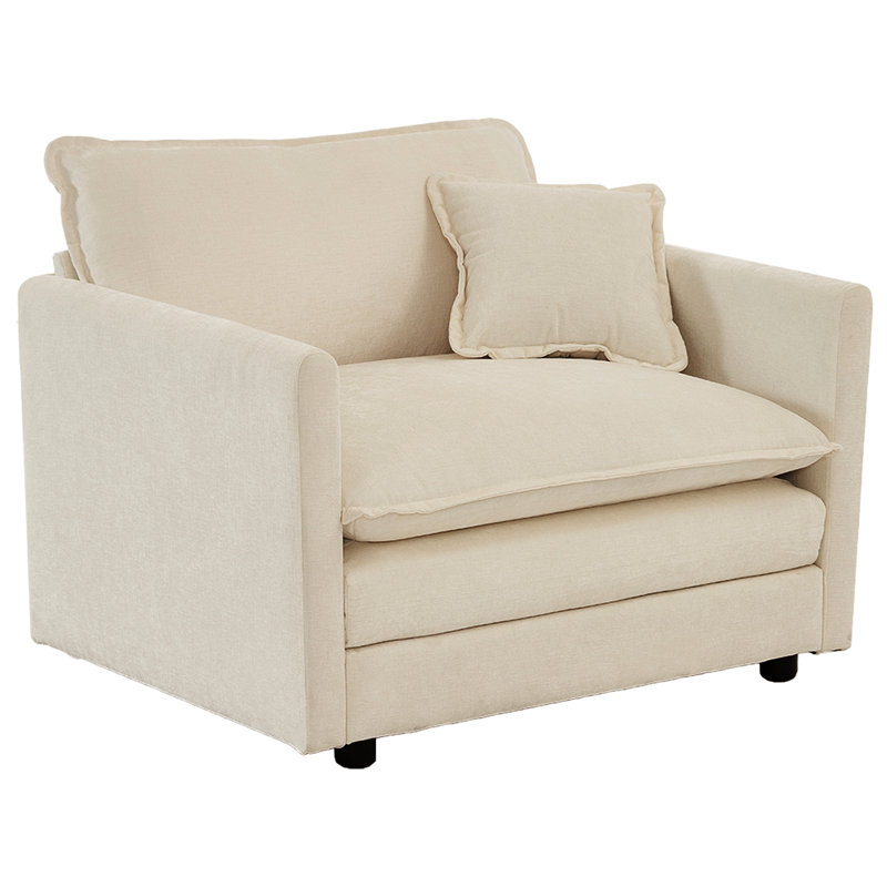 Fauteuil confortable en chenille beige pour toute pièce - Fabrication et