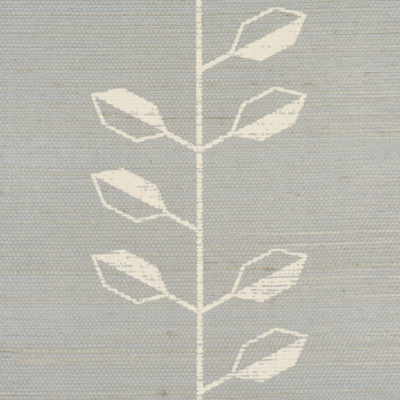 Geo Leaf Floral Paper Wallpaper Roll, Mineral/Ivory