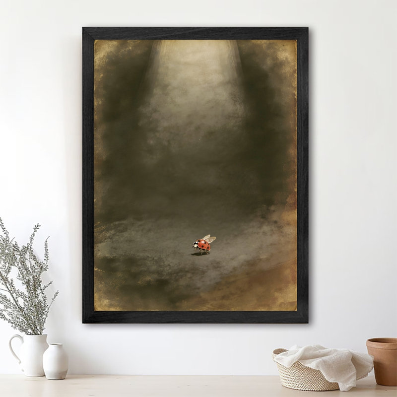 Art encadré noir, coccinelle, impression rétro, H 11 po x l 9 po