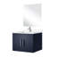 Meuble-lavabo bleu l 24 po x P 22 po avec comptoir en quartz blanc, miroir 18 po, robinet et surface à gratter 24 x 22
