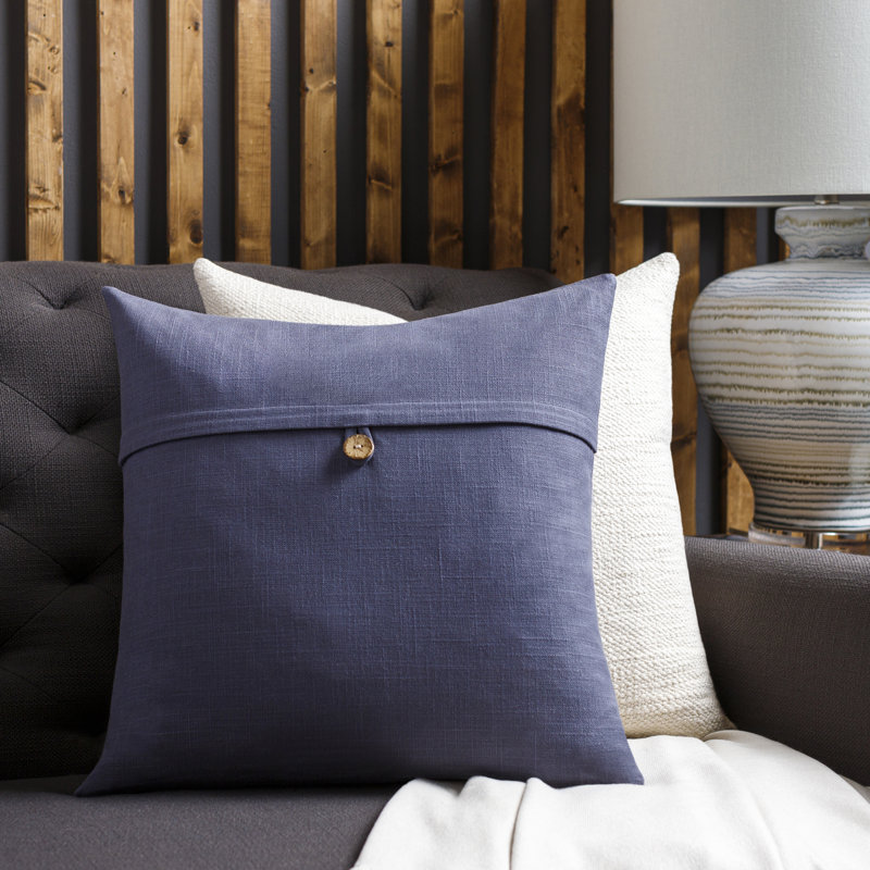 Housse et insert de coussin carré en coton Leigh, 20 po x 20 po, Marine, Polyester