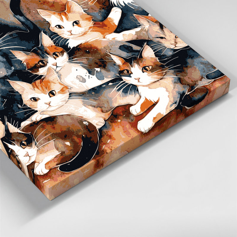 «Cats Puspin», art mural sur toile, H 12 po x l 12 po