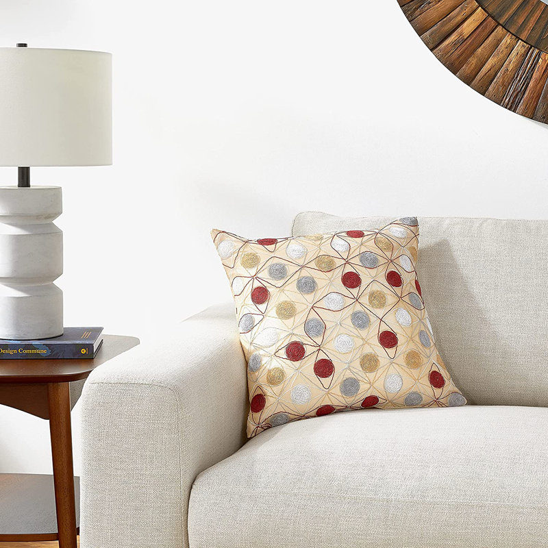 String Art Geometric Embroidery Pattern Pillow Cover, Gold